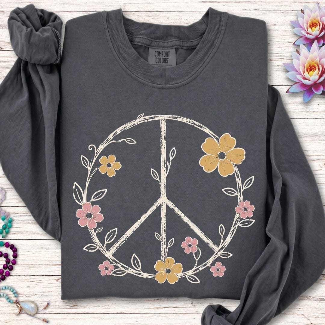 Printify Long-sleeve Petals Of Peace Long Sleeve Tee Pepper / S