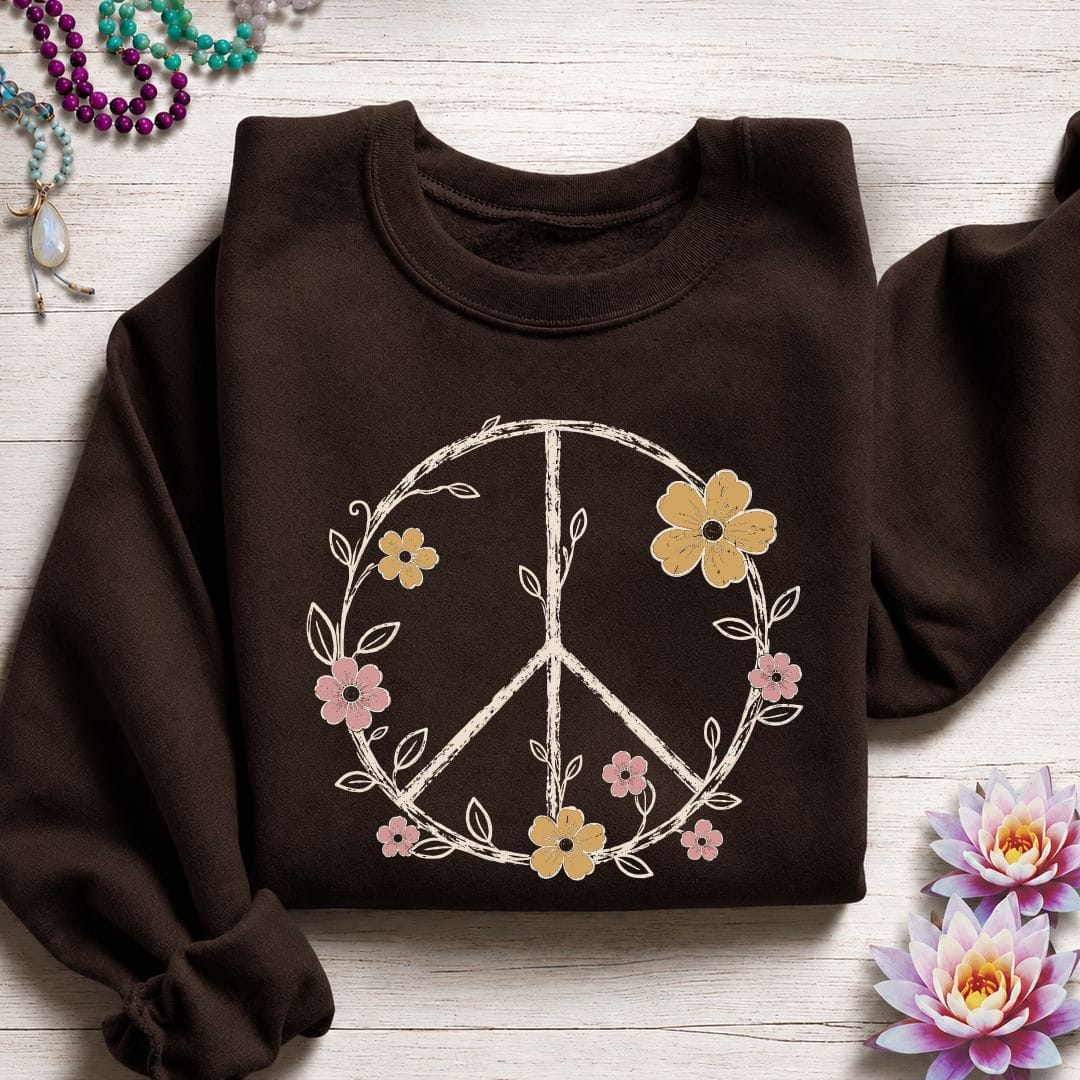 Petals of Peace Sweatshirt Dark Chocolate