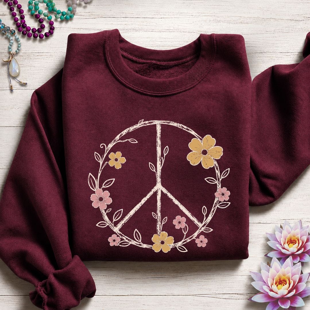 Petals of Peace Sweatshirt Maroon