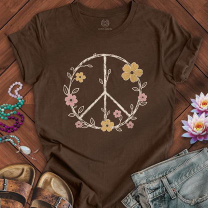 Printify T-Shirt Petals of Peace Tee Heather Brown / S