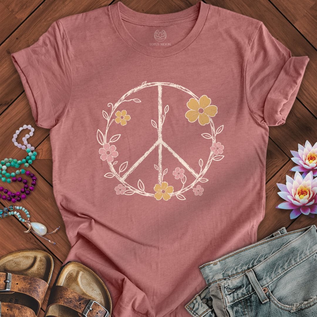 Printify T-Shirt Petals of Peace Tee Heather Mauve / S