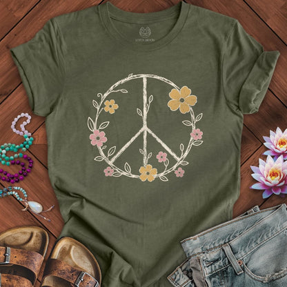 Printify T-Shirt Petals of Peace Tee Heather Military Green / S