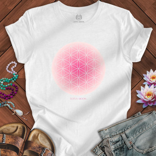 Pink Flower of Life Tee Solid White Blend