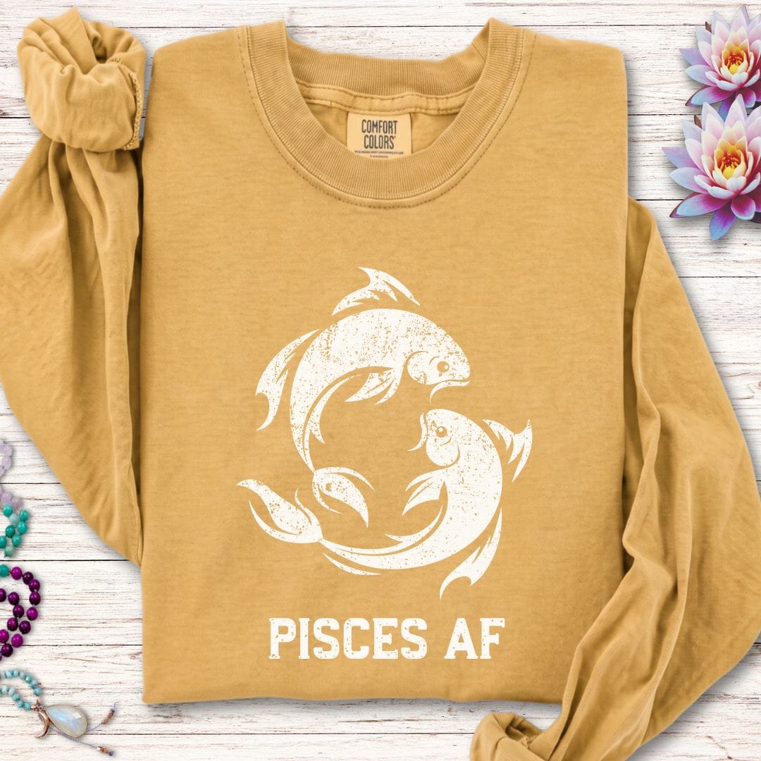 Pisces AF Long Sleeve Tee Mustard