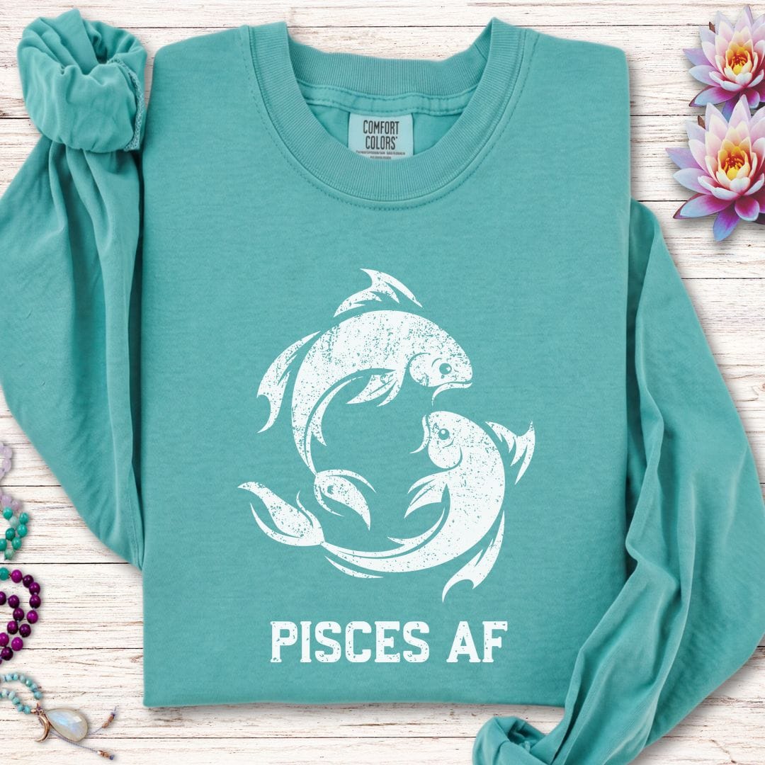 Pisces AF Long Sleeve Tee Seafoam
