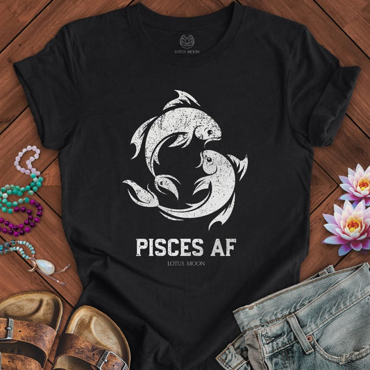 Lotus Moon Co. T-Shirt Pisces AF Tee Solid Black Blend / S