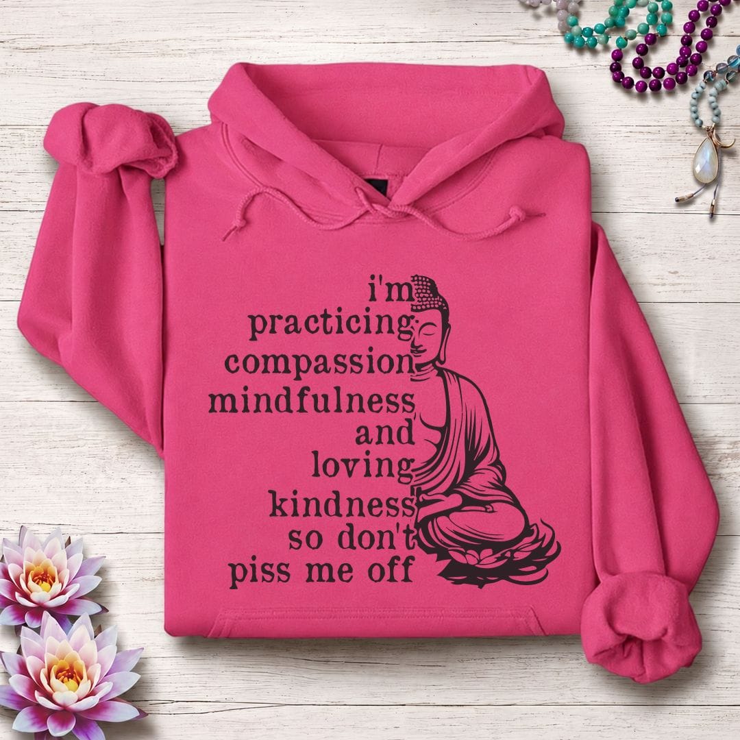 Printify Hoodie Practicing Compassion Hoodie Heliconia / S