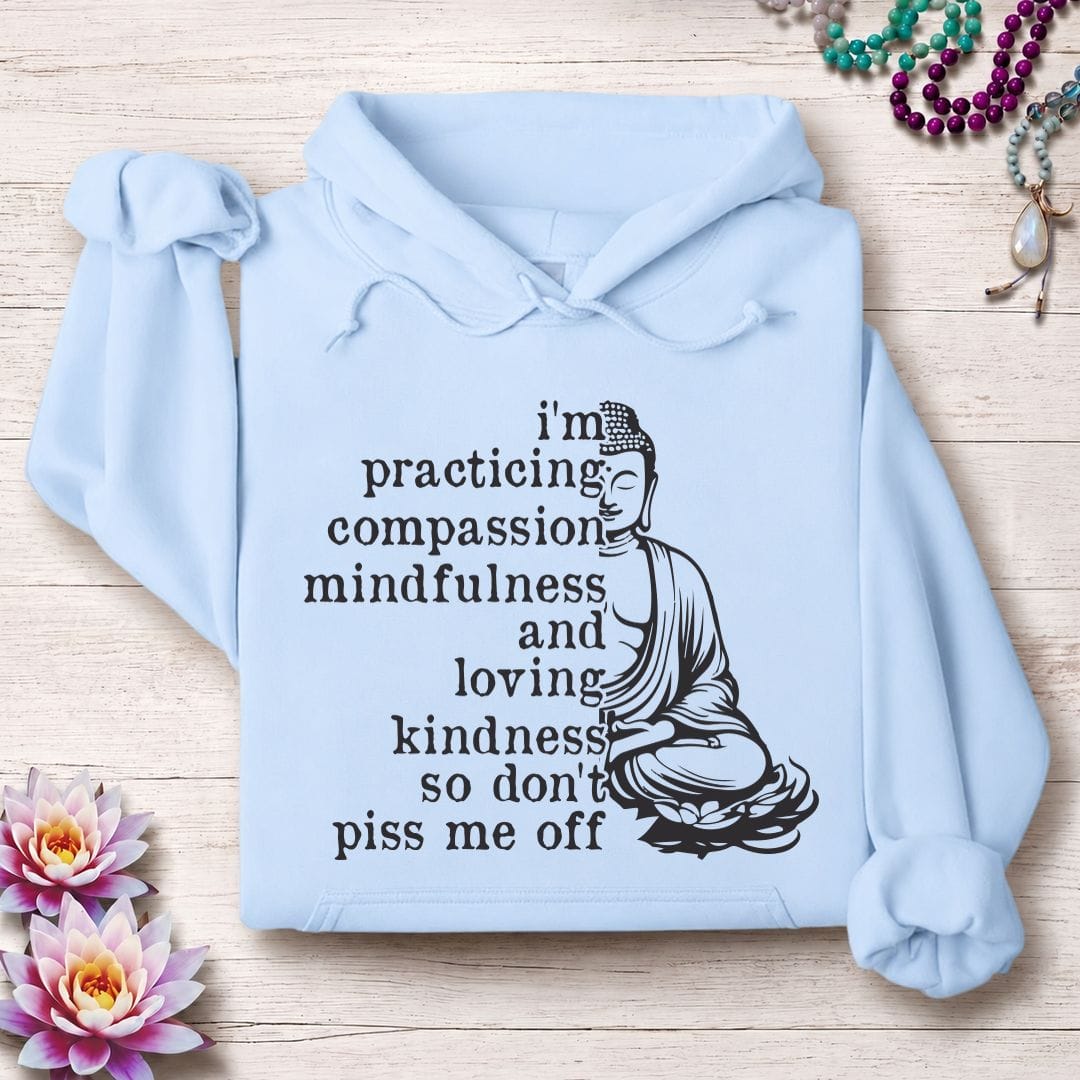 Printify Hoodie Practicing Compassion Hoodie Light Blue / S