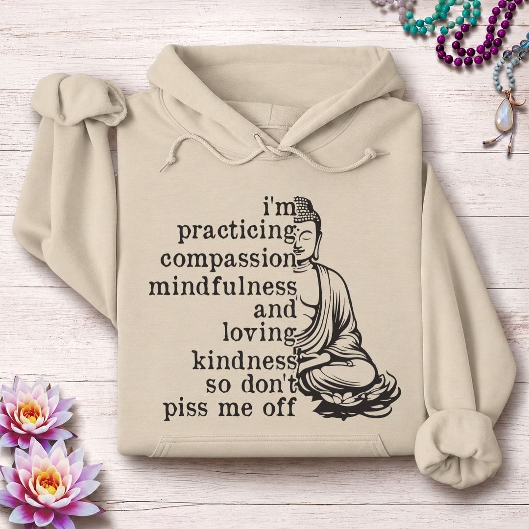 Printify Hoodie Practicing Compassion Hoodie Sand / S