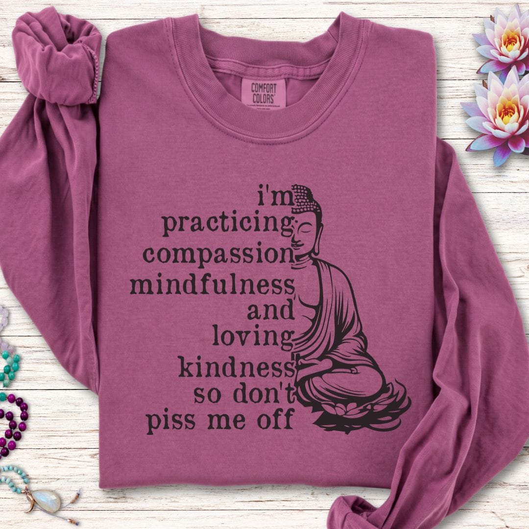 Printify Long-sleeve Practicing Compassion Long Sleeve Tee Berry / S