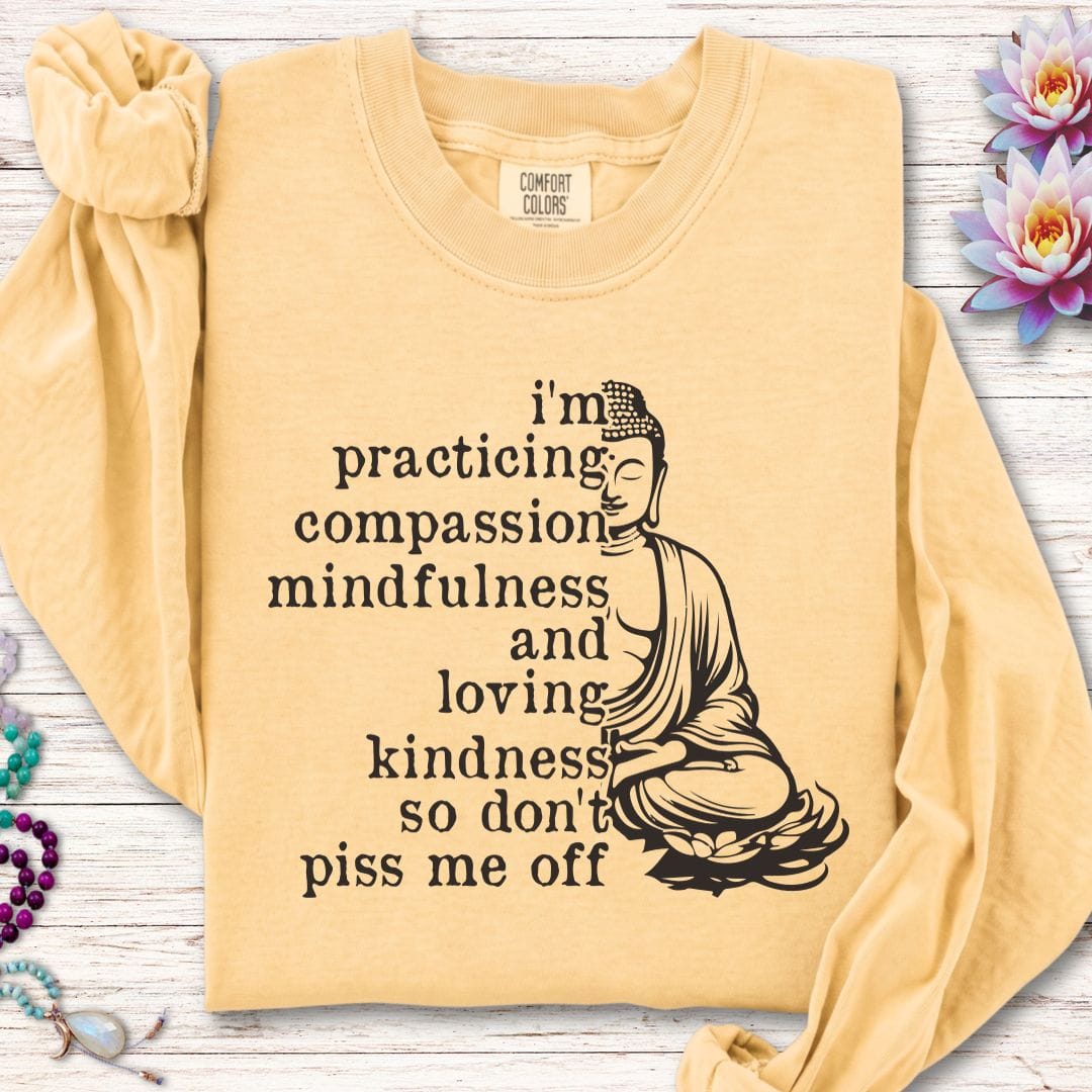 Printify Long-sleeve Practicing Compassion Long Sleeve Tee Butter / S