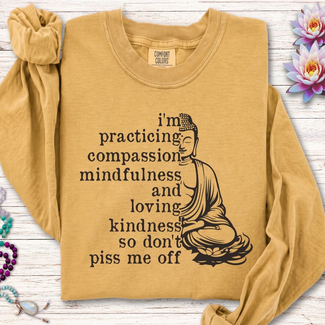 Printify Long-sleeve Practicing Compassion Long Sleeve Tee Mustard / S