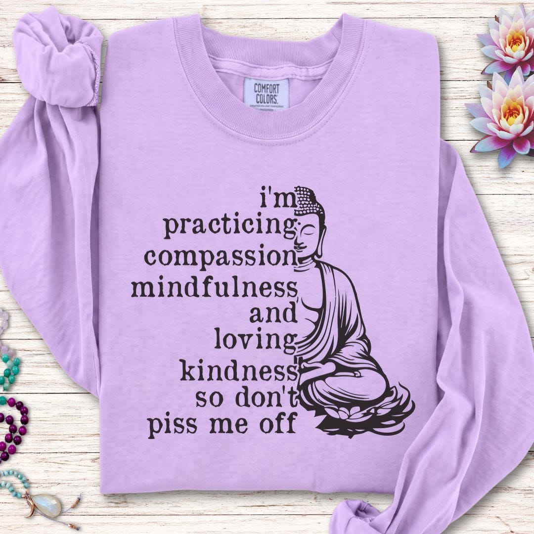 Printify Long-sleeve Practicing Compassion Long Sleeve Tee Orchid / S