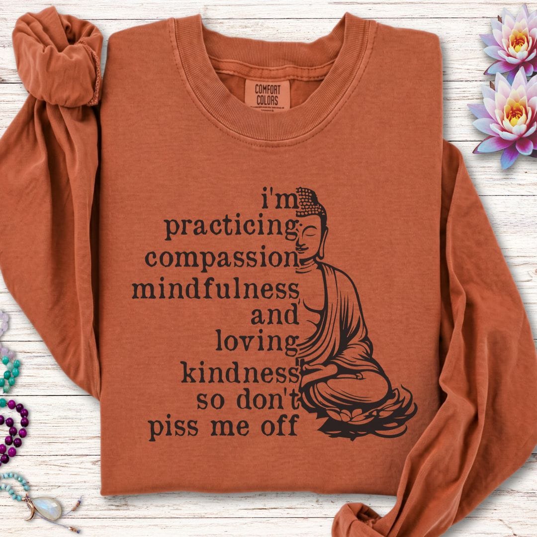 Printify Long-sleeve Practicing Compassion Long Sleeve Tee Yam / S