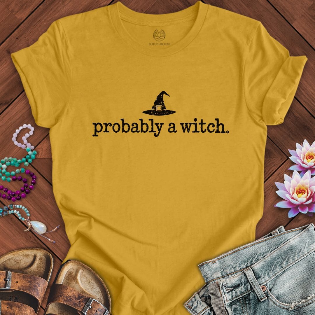 Probably A Witch Tee Heather Mustard