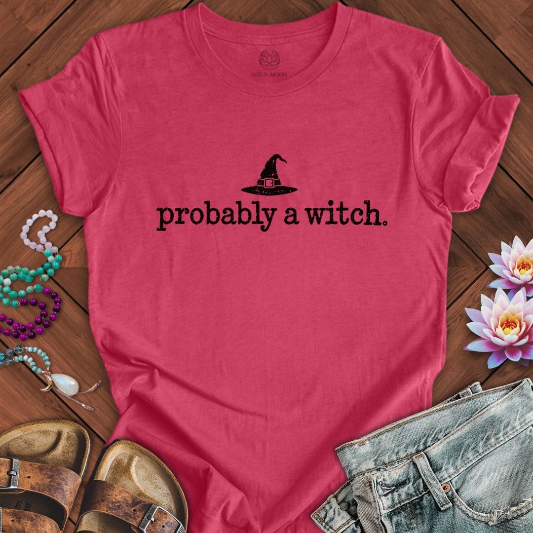 Probably A Witch Tee Heather Raspberry