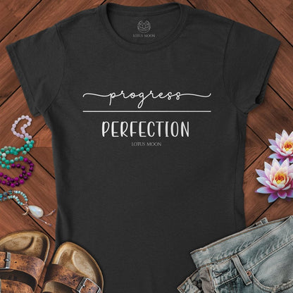 Progress Over Perfection Fitted Tee Black