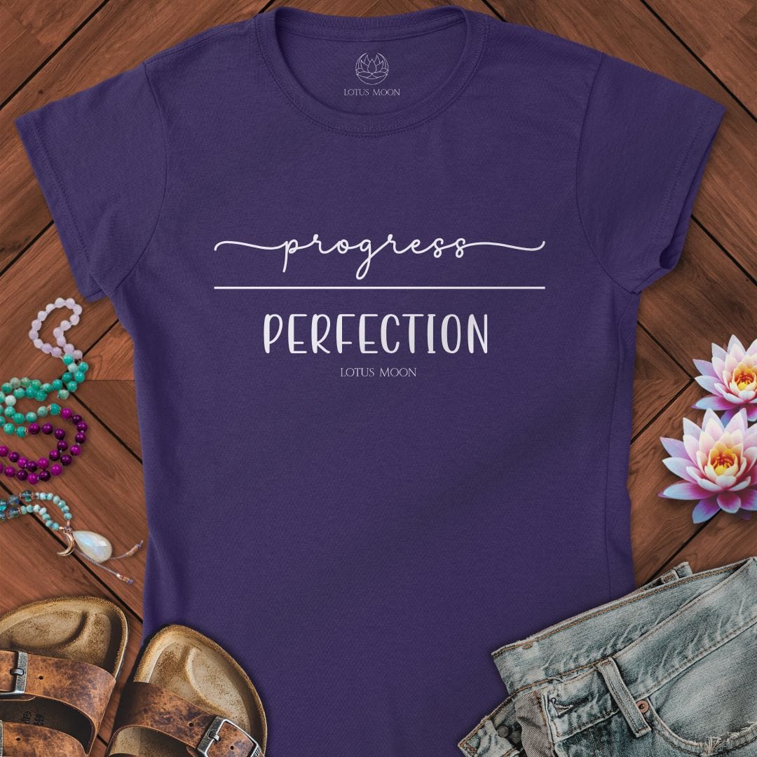 Progress Over Perfection Fitted Tee Purple