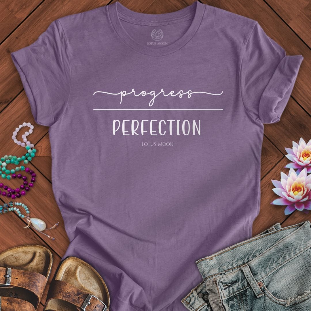 Progress Over Perfection Tee Heather Purple