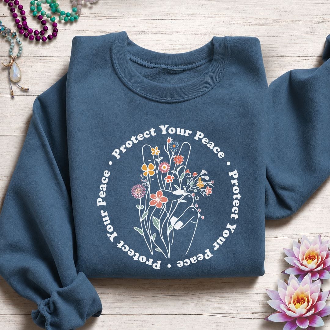 Printify Sweatshirt Protect Your Peace Sweatshirt S / Indigo Blue