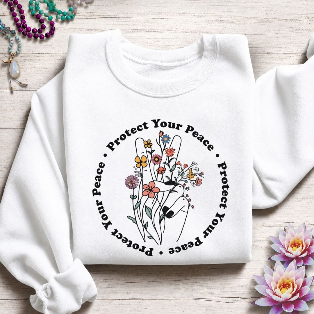 Printify Sweatshirt Protect Your Peace Sweatshirt S / White