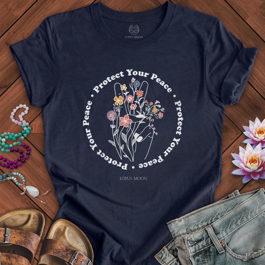 Protect Your Peace Tee Heather Midnight Navy