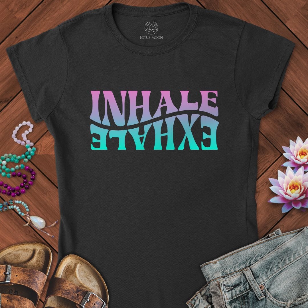 Psychedelic Inhale Exhale Fitted Tee Black