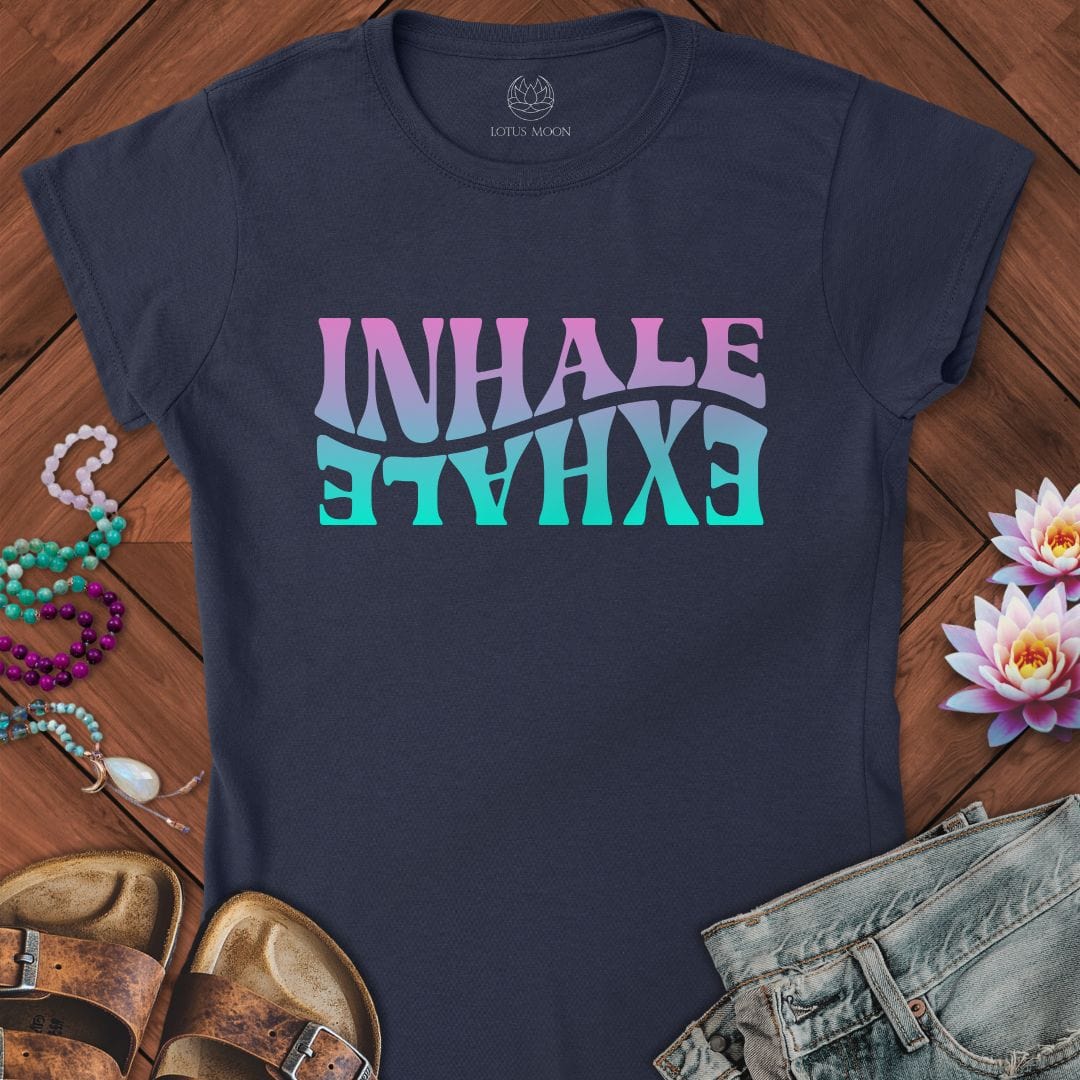 Psychedelic Inhale Exhale Fitted Tee Navy