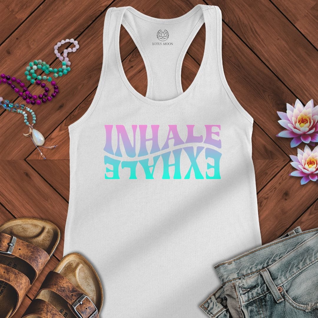 Psychedelic Inhale Exhale Tank Solid White