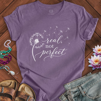 Printify T-Shirt Real Not Perfect Tee Heather Purple / S