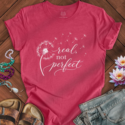 Printify T-Shirt Real Not Perfect Tee Heather Raspberry / S