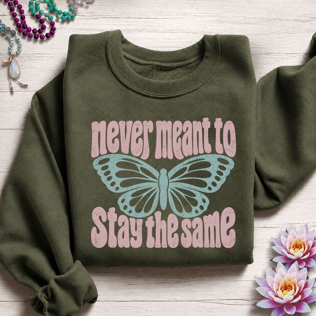 Retro Butterfly Sweatshirt Military Green