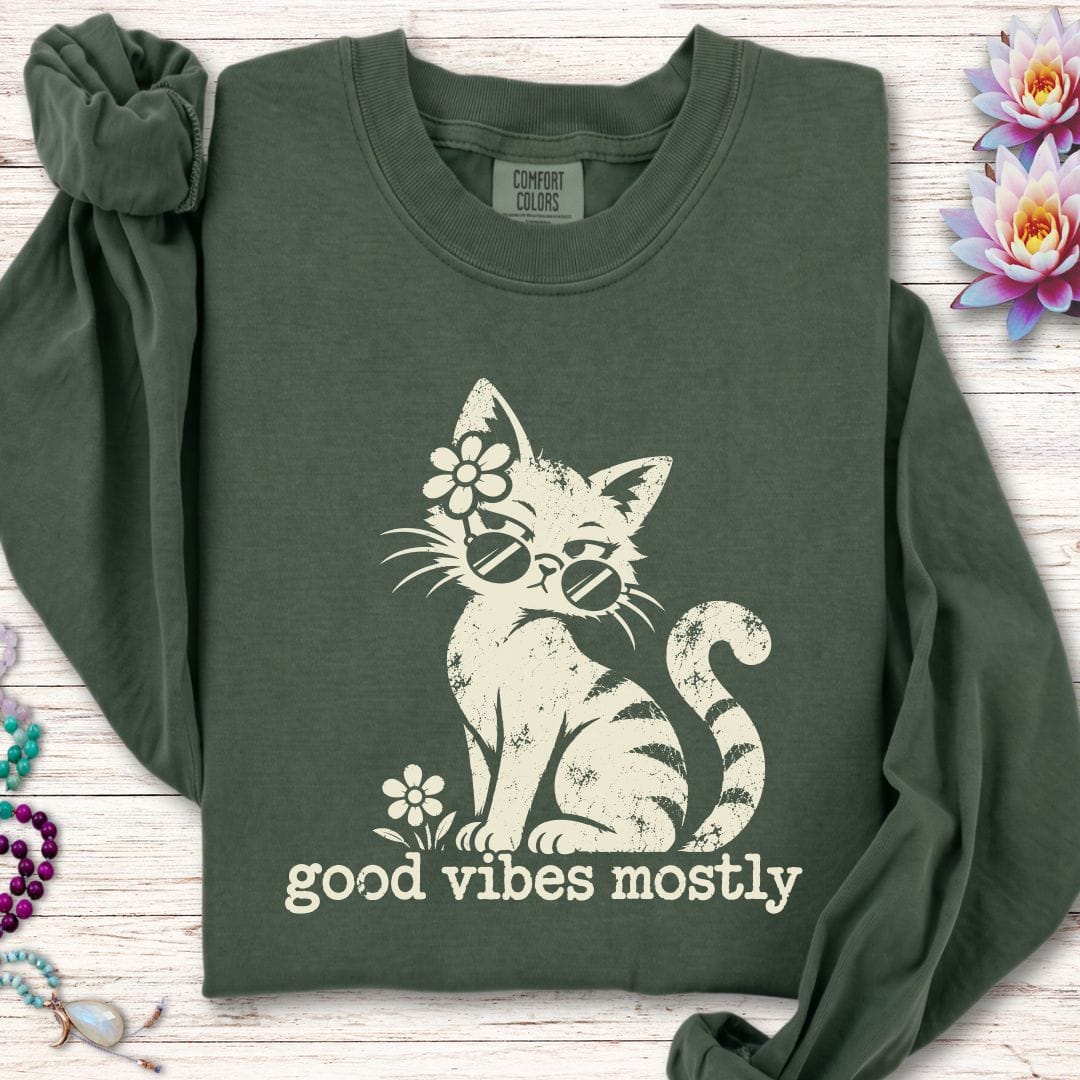 Retro Cat Vibes Long Sleeve Tee Hemp
