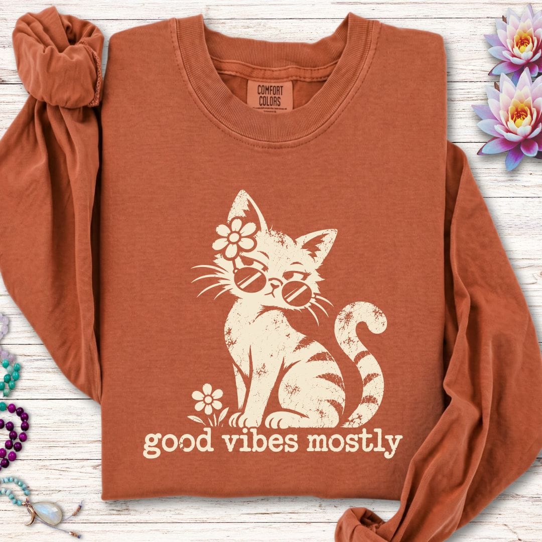 Retro Cat Vibes Long Sleeve Tee Yam