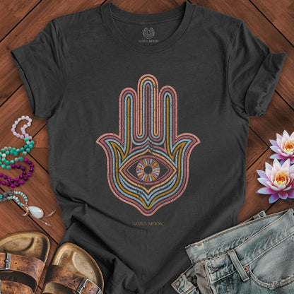 Printify T-Shirt Retro Hamsa Tee Dark Grey Heather / S