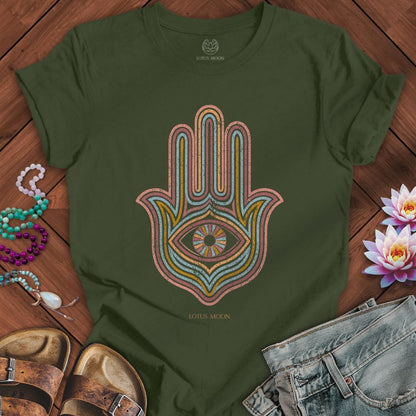 Printify T-Shirt Retro Hamsa Tee Military Green / S