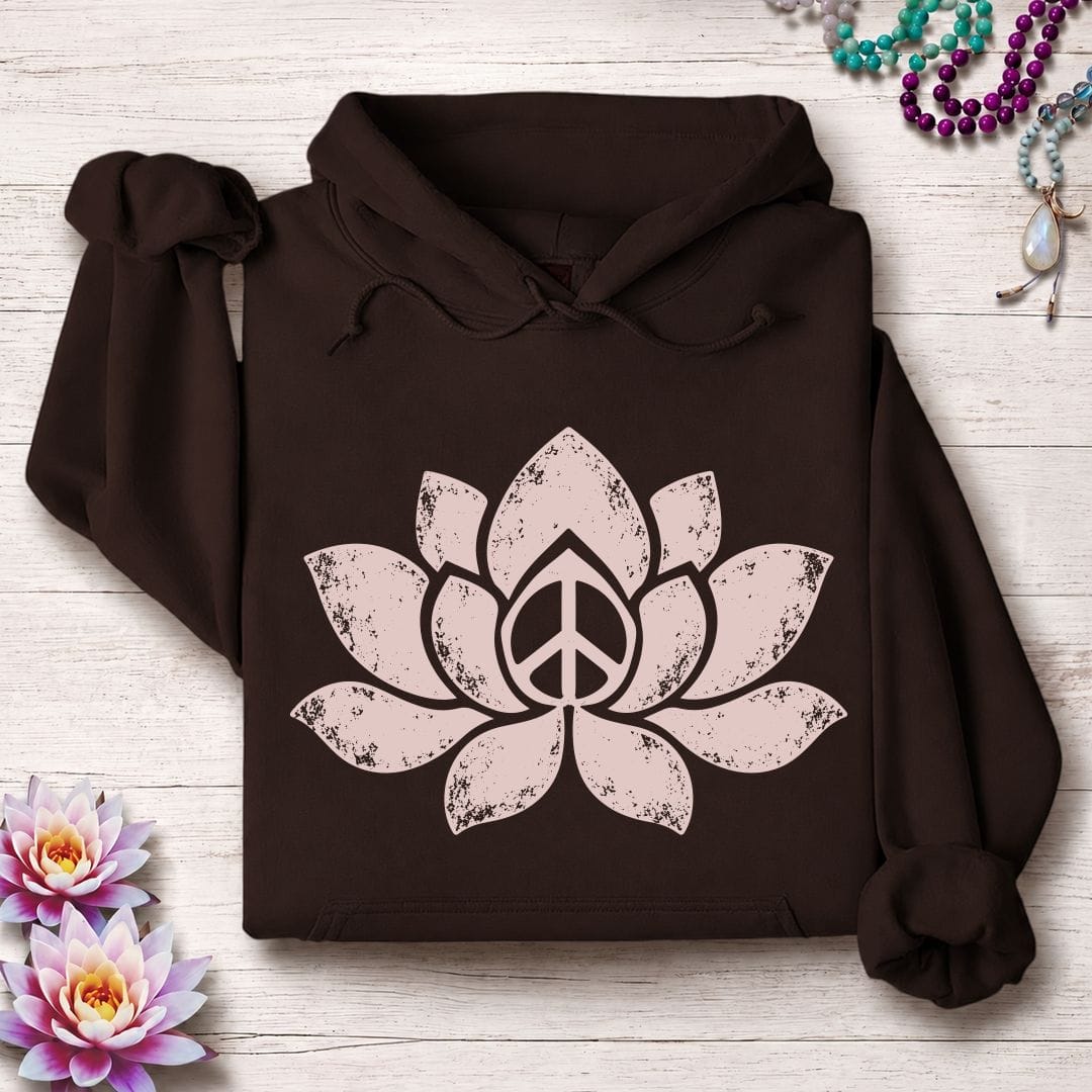 Retro Lotus Hoodie Dark Chocolate