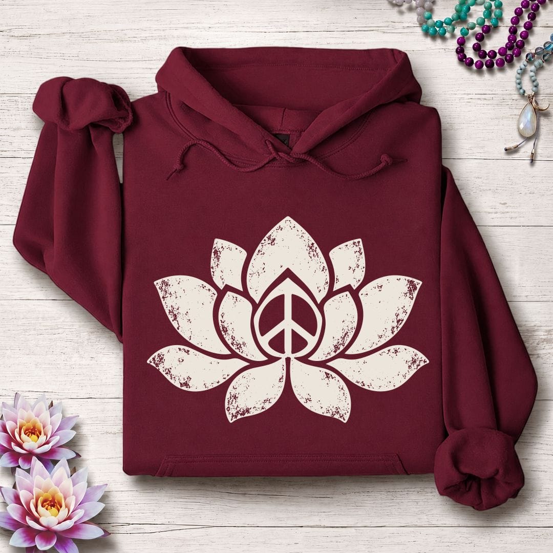 Retro Lotus Hoodie Maroon