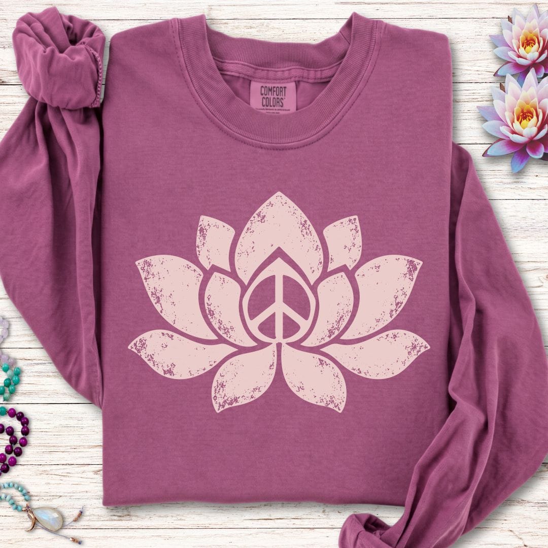 Retro Lotus Long Sleeve Tee Berry
