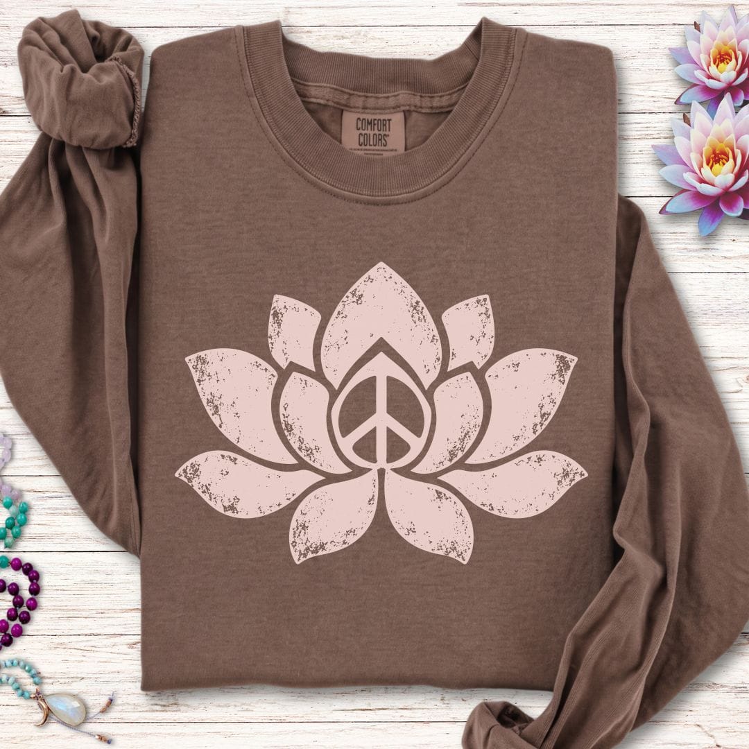 Retro Lotus Long Sleeve Tee Espresso