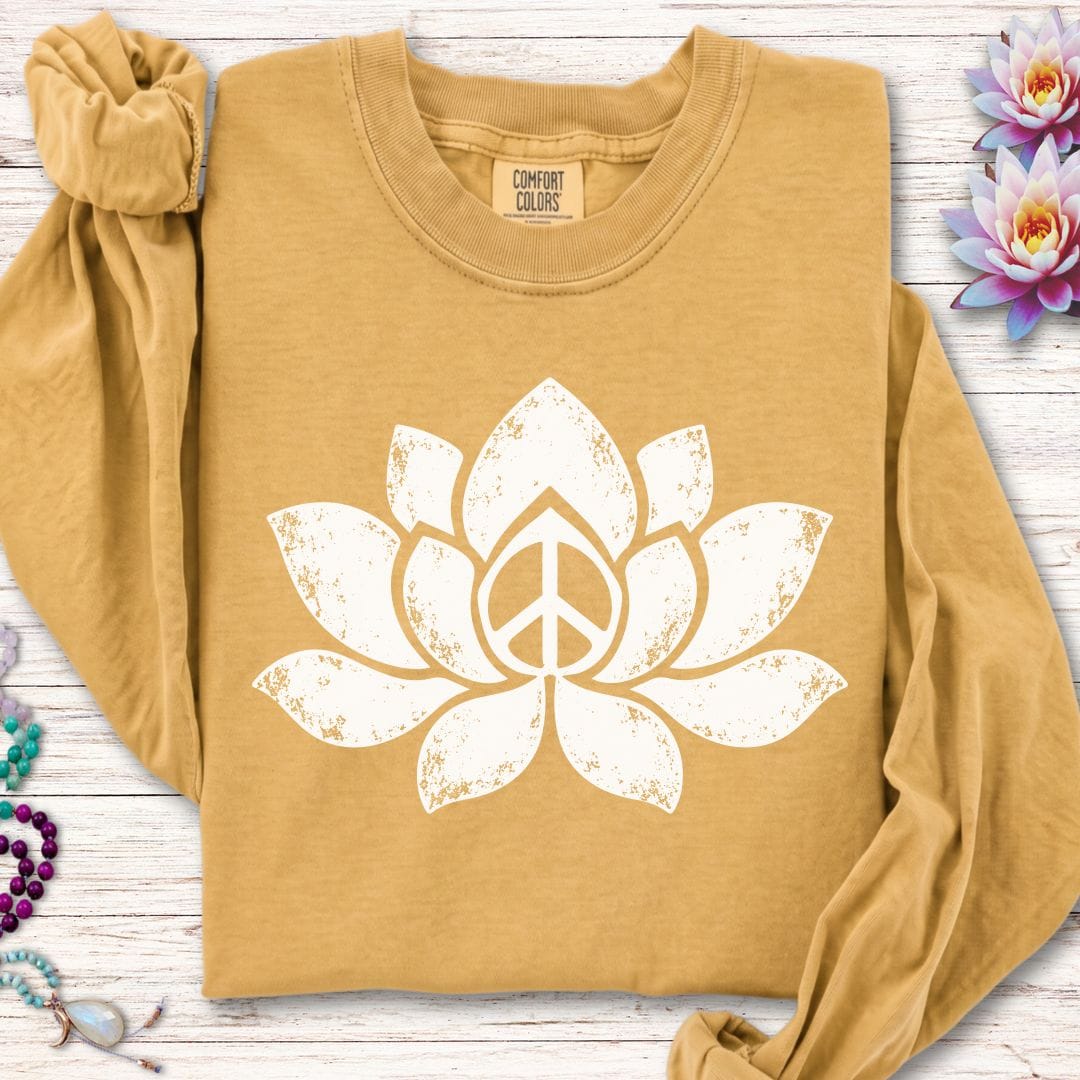 Retro Lotus Long Sleeve Tee Mustard