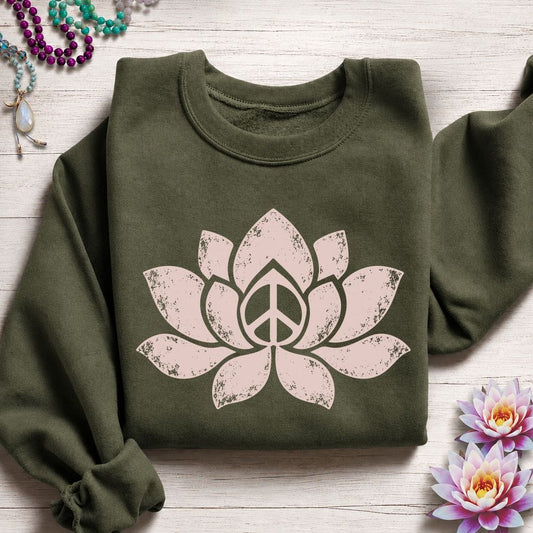 Retro Lotus Sweatshirt Military Green