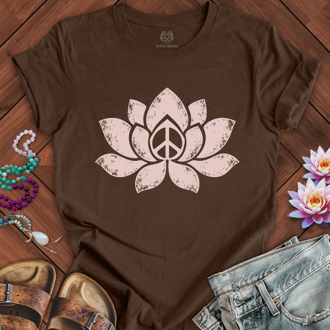 Printify T-Shirt Retro Lotus Tee Heather Brown / S