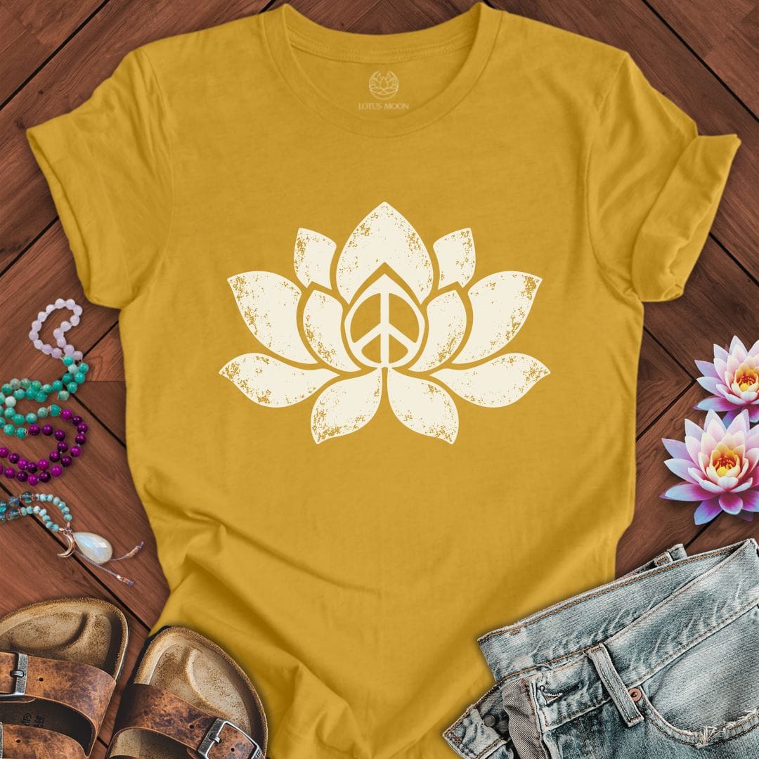 Printify T-Shirt Retro Lotus Tee Heather Mustard / S