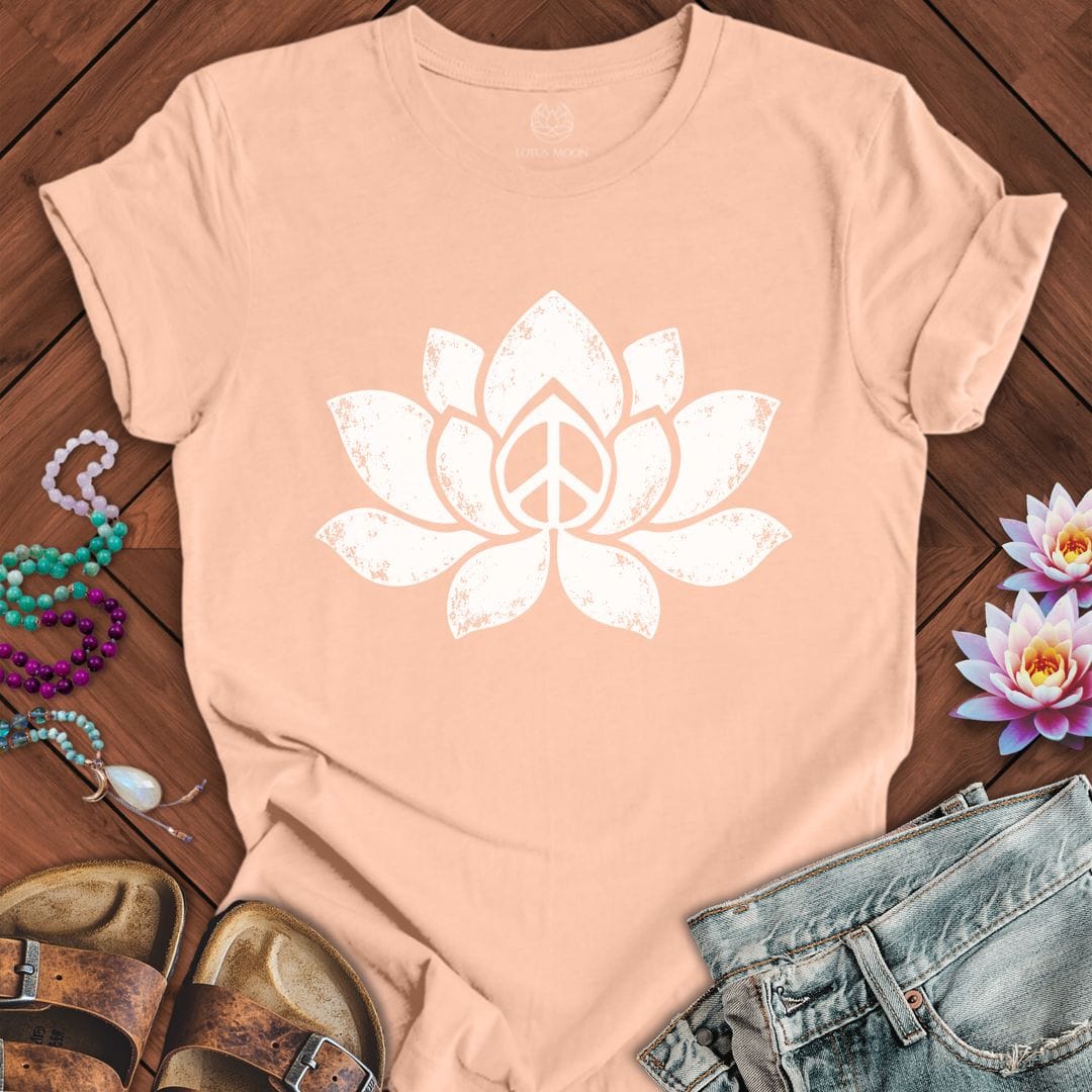 Printify T-Shirt Retro Lotus Tee Peach / S