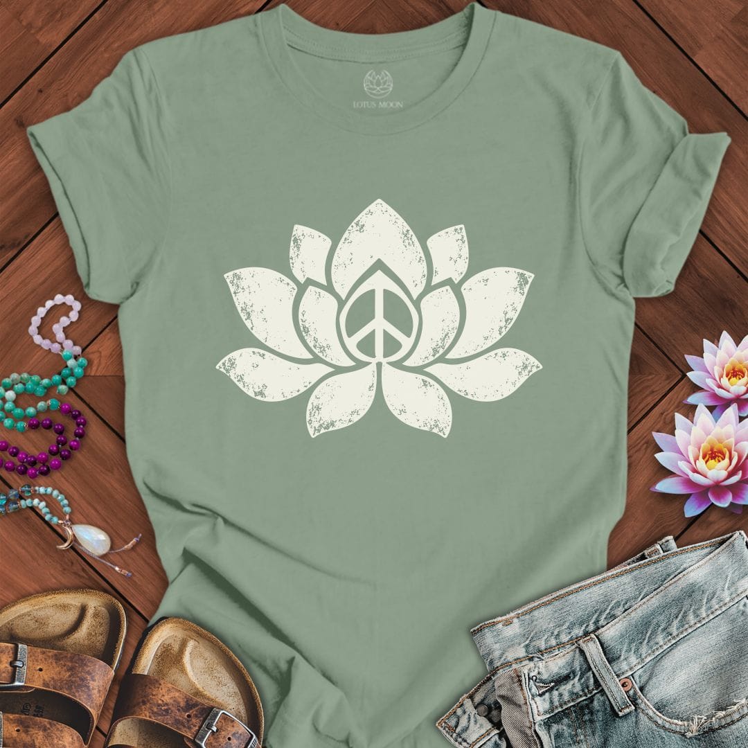 Printify T-Shirt Retro Lotus Tee Sage / S