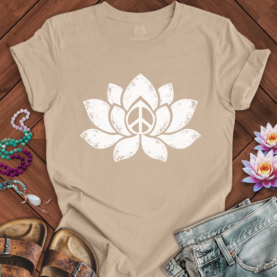 Printify T-Shirt Retro Lotus Tee Tan / S