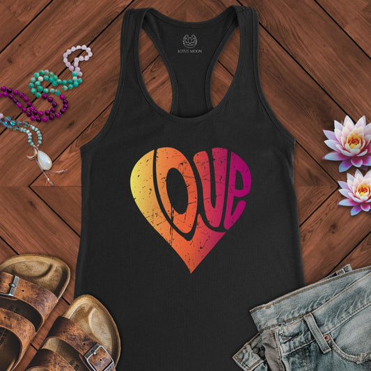Retro Love Tank Solid Black
