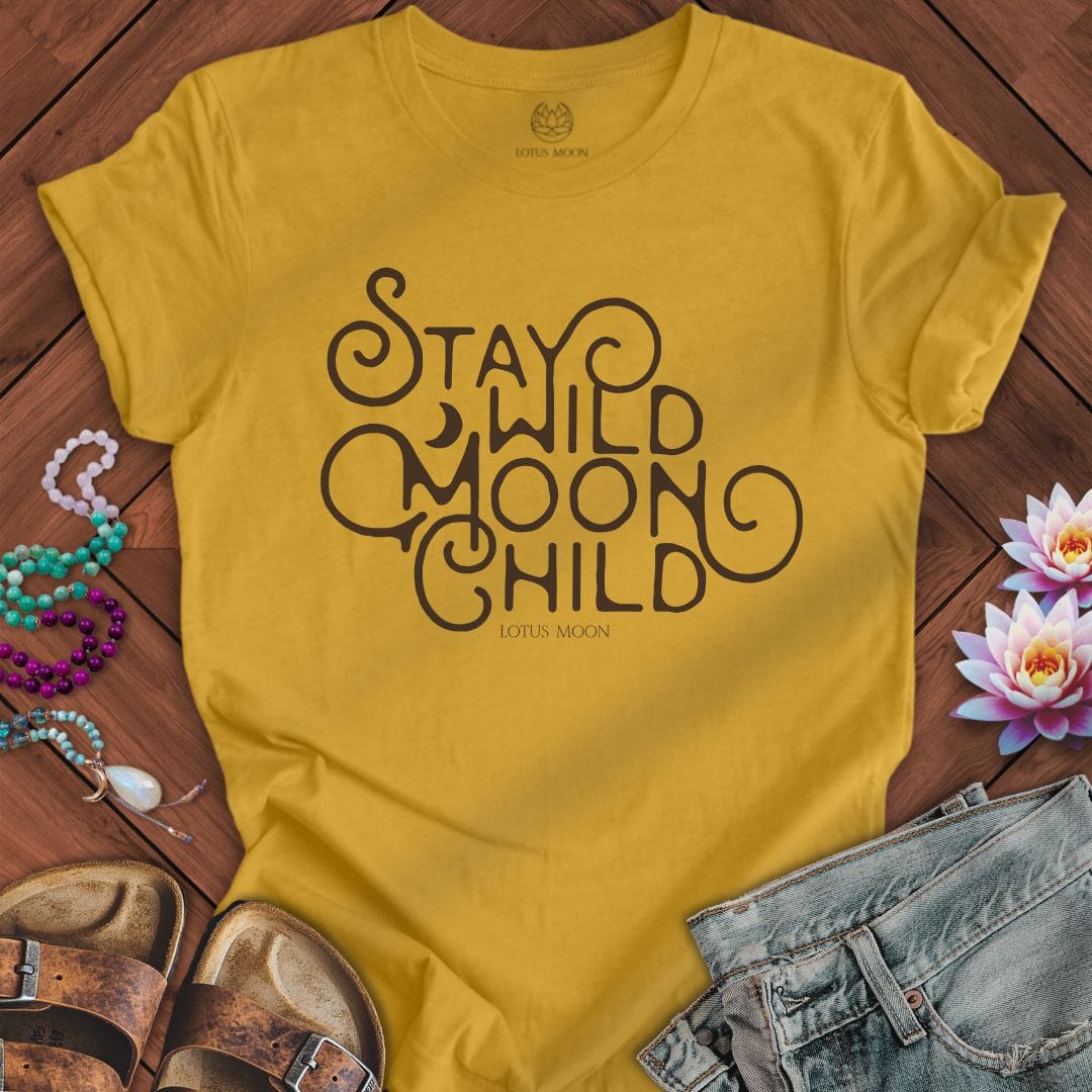 Retro Moon Child Tee Heather Mustard
