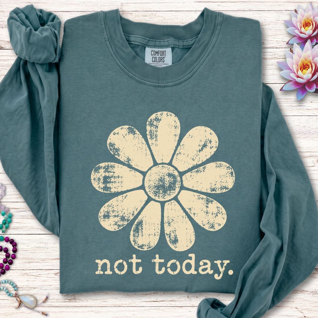 Retro Not Today Long Sleeve Tee Blue Spruce